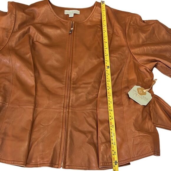 RyeGrass Burnt Brick Zip Up Front Tie Leather Jacket Size 1X NWT - Picture 3 of 10